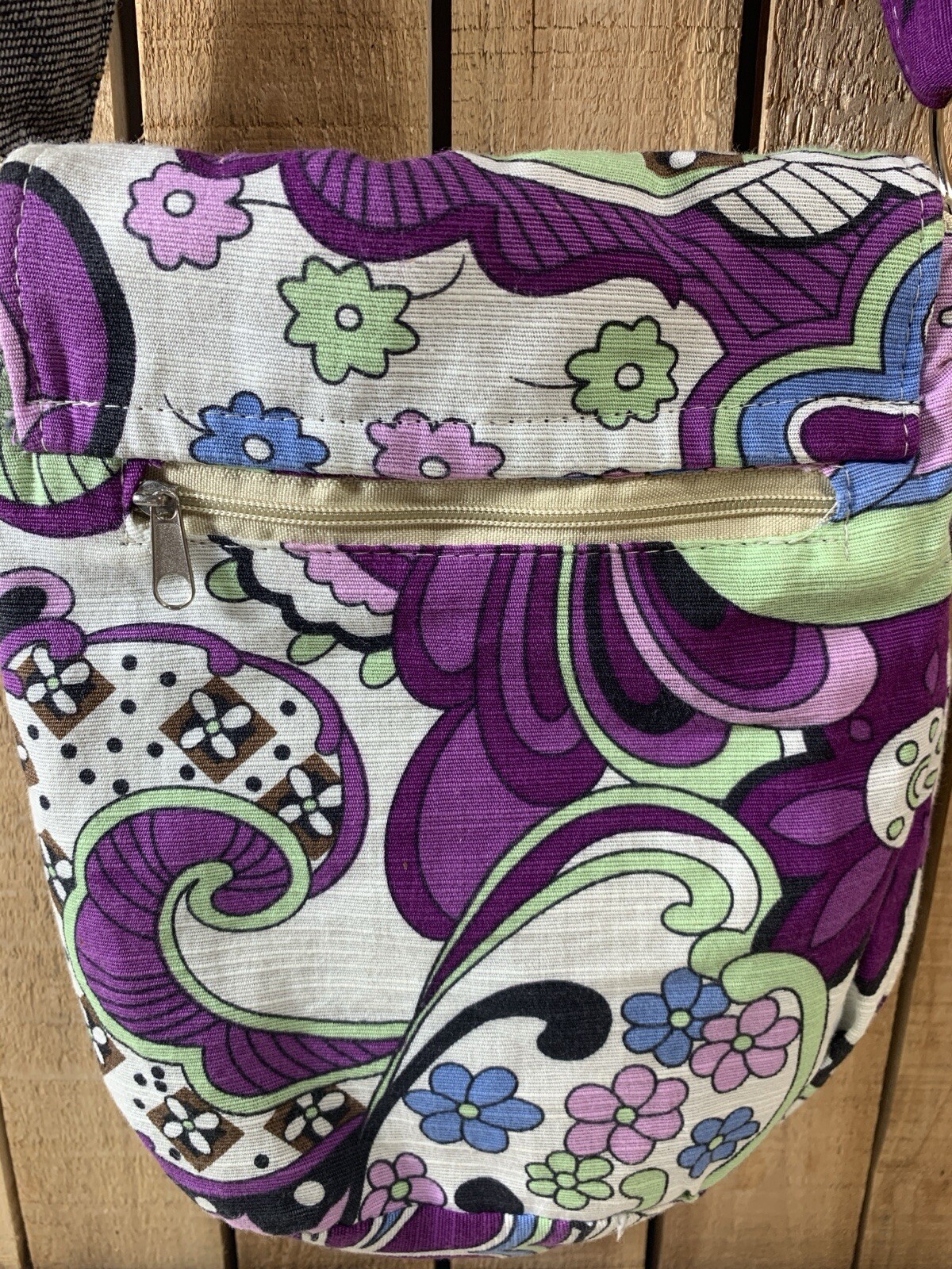 Crossover Floral Bag Purse Bradbury’s Boutique Purple Blue Green Beige Black NWT