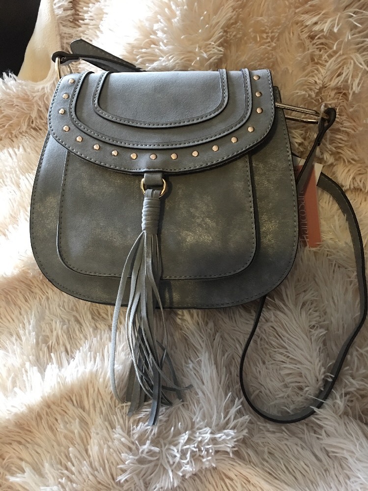 FRANCO SARTO CROSSBODY BAG REX SADDLE TINSEL FRINGE GUNMETAL NEW