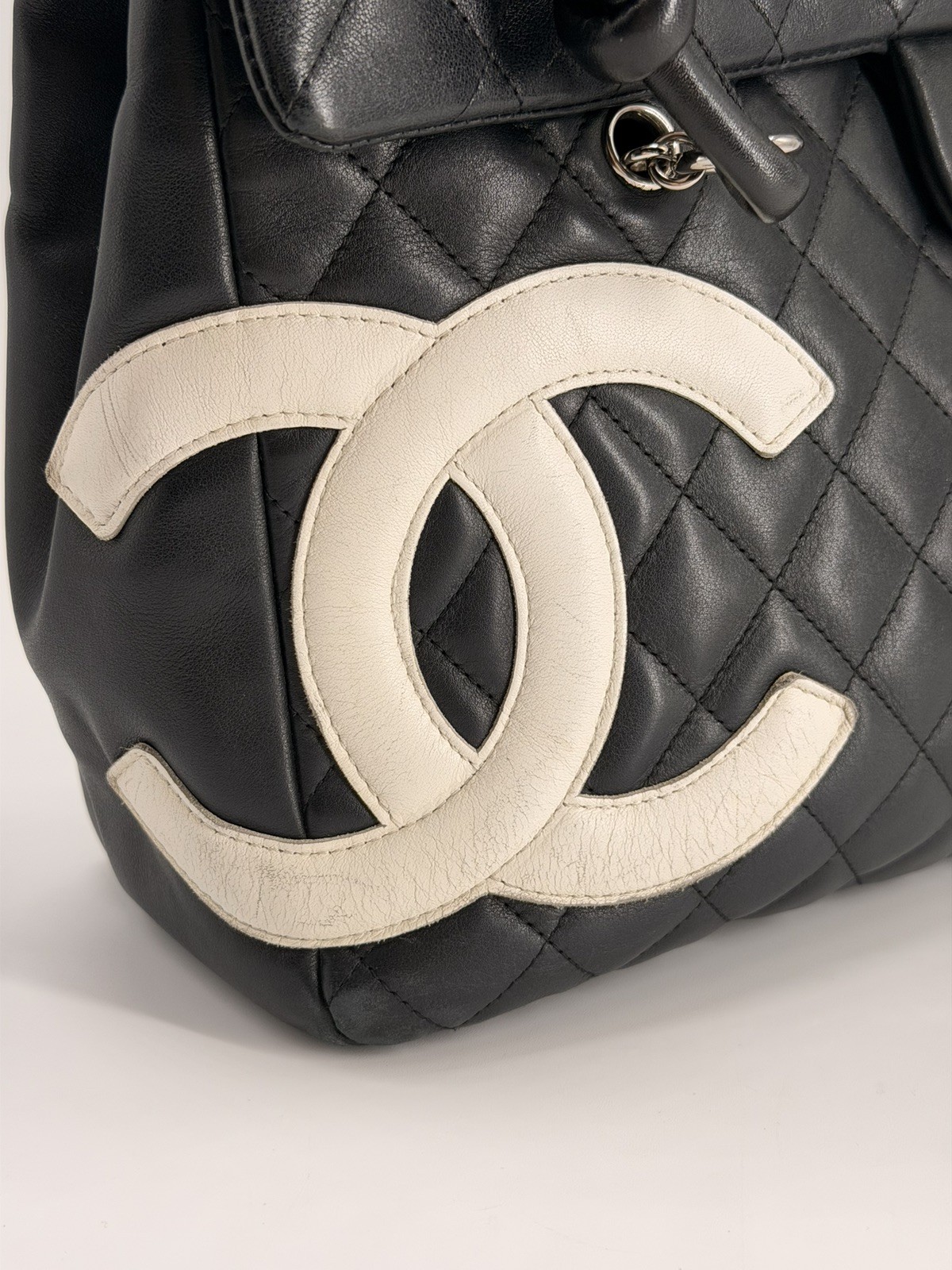 CHANEL Cambon Lambskin Flap Large Black Bag