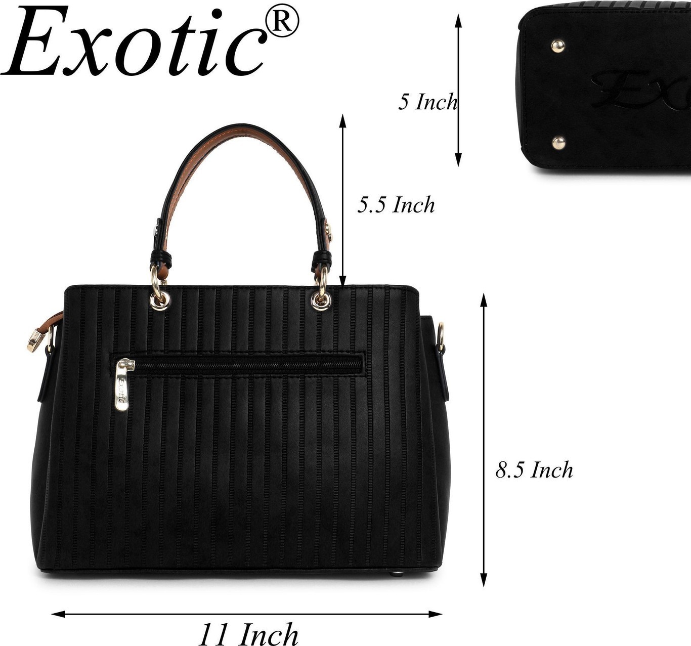 Women’s Black PU Leather Satchel Handbag Top Handle Shoulder Crossbody Bag