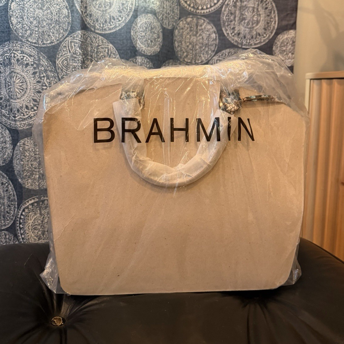Brahmin Large Duxbury Satchel Multicolor Animal Print Zip Gold Hardware Dust Bag