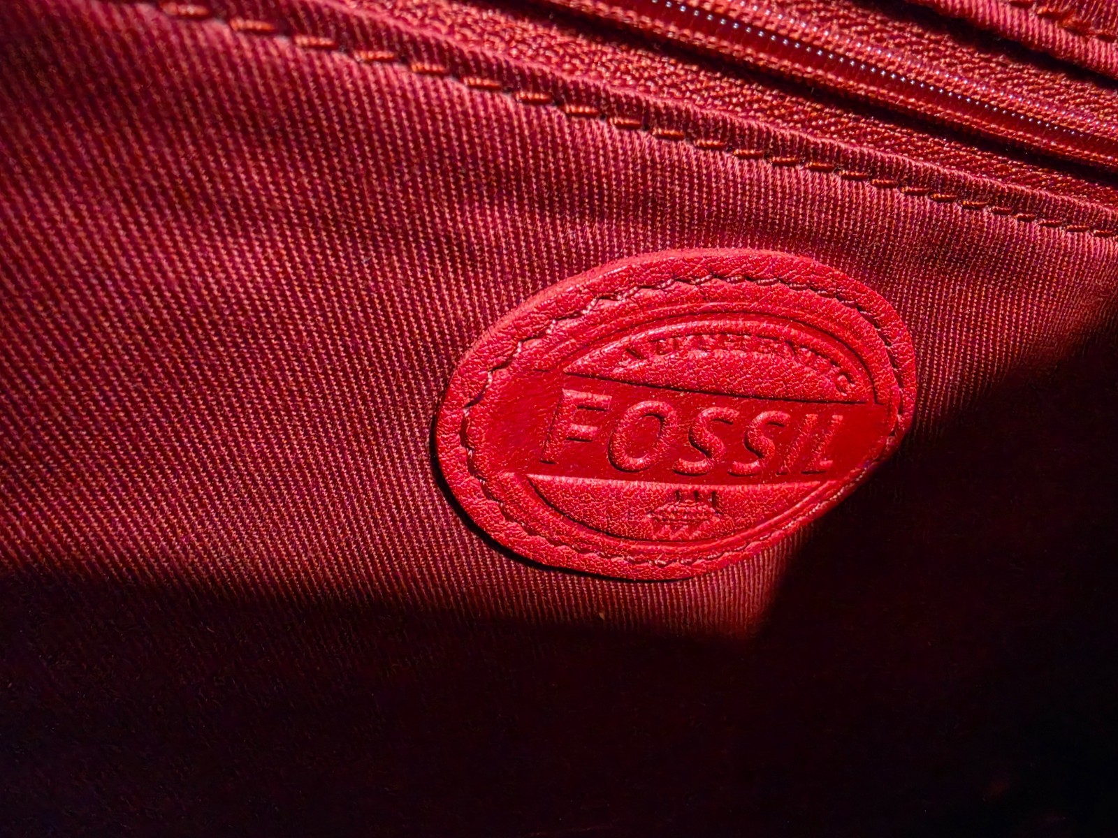 Fossil Tara Cherry Red Leather Shopper Shoulder Bag