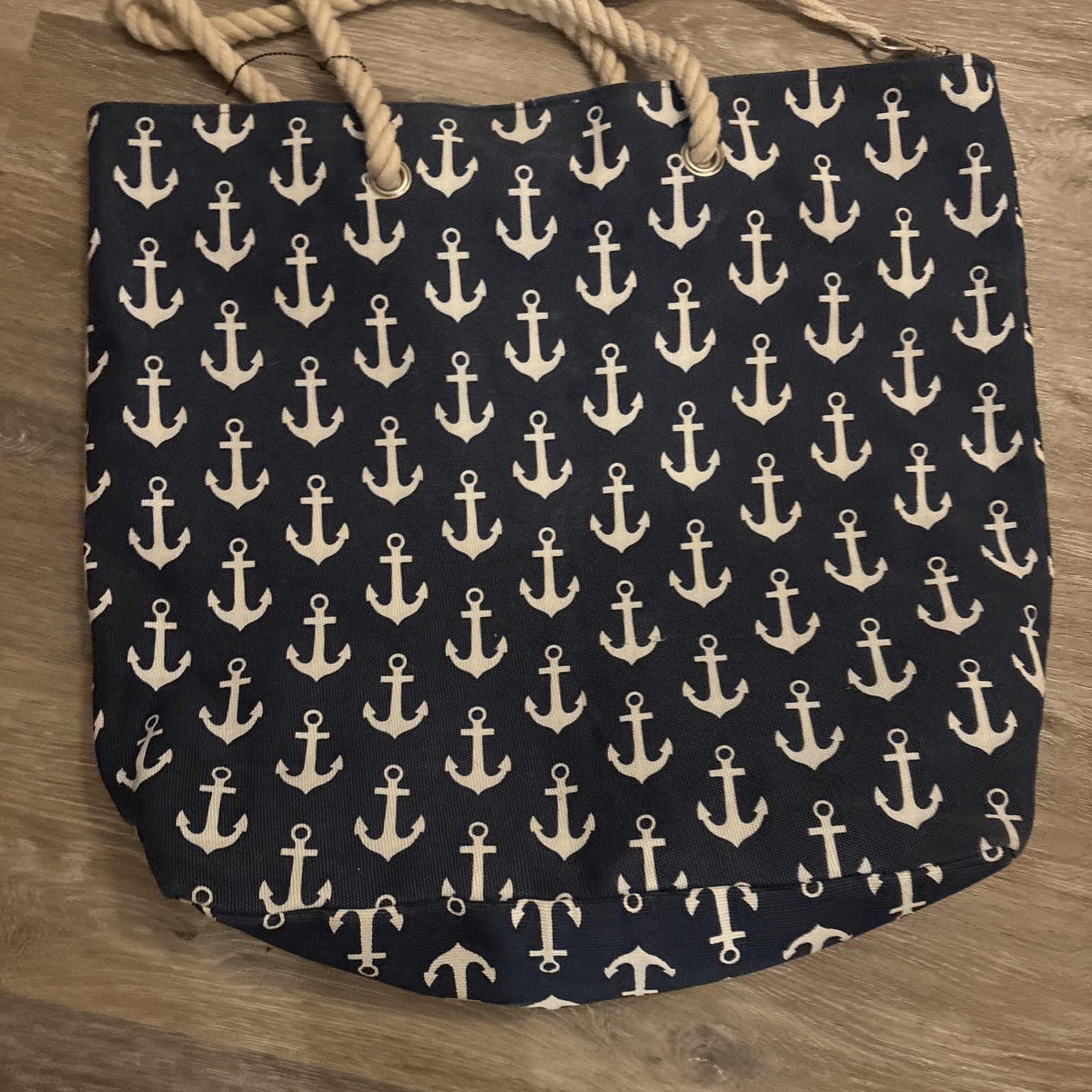 Sun & Sand Large Tote Beach HandBag Blue Knotted Rope Nautical With Wristlet