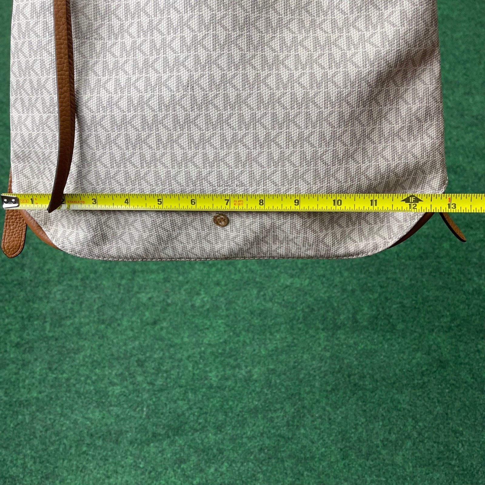 Michael Kors Cream MK Logo Print Shoulder Bag Braided Handle Designer Purse