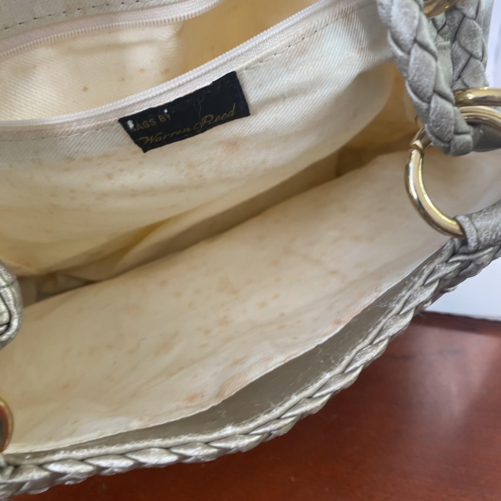 Vintage Warren Reed Shoulder Bag Womens Small Gold Faux Leather Braided Strap