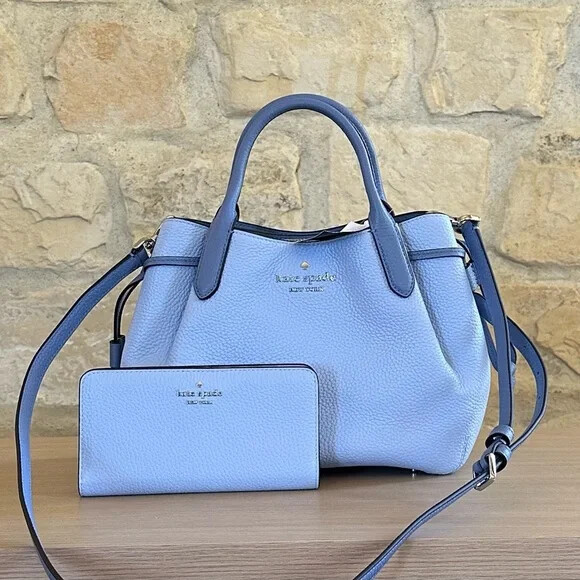 Kate Spade Dumpling Small Pebbled Leather Serenity Satchel / Wallet NWT Women
