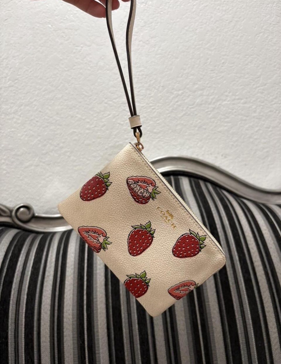 Coach Strawberry Print Shoulder/Crossbody Bag w Detachable Strap + Wristlet