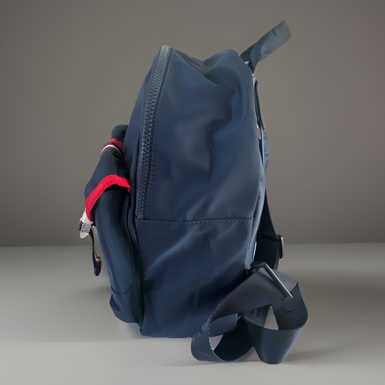 Tommy Hilfiger Navy Blue & Red Nylon Small Backpack
