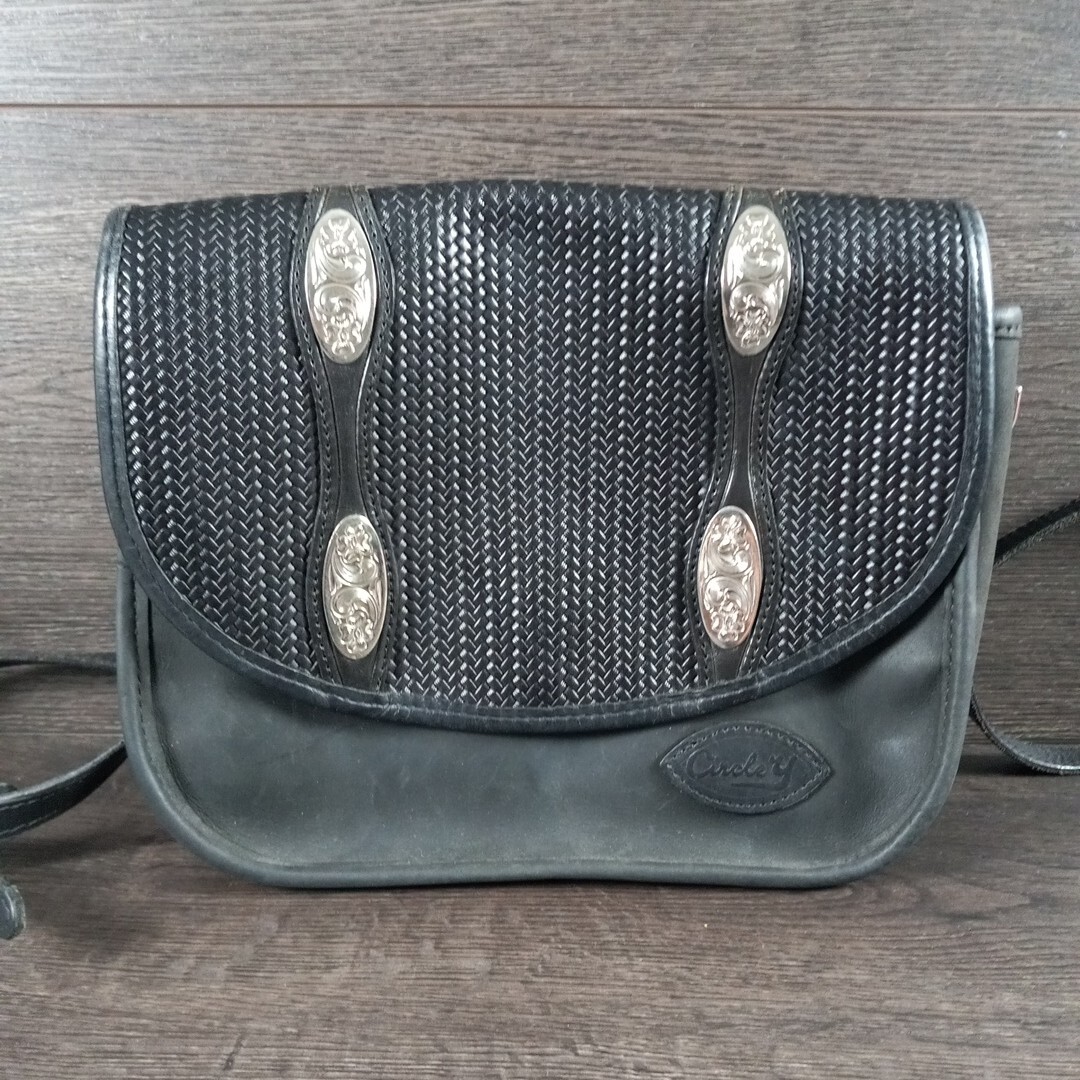 Sibyl’s Collection Circle Y Black Handbag Genuine Leather