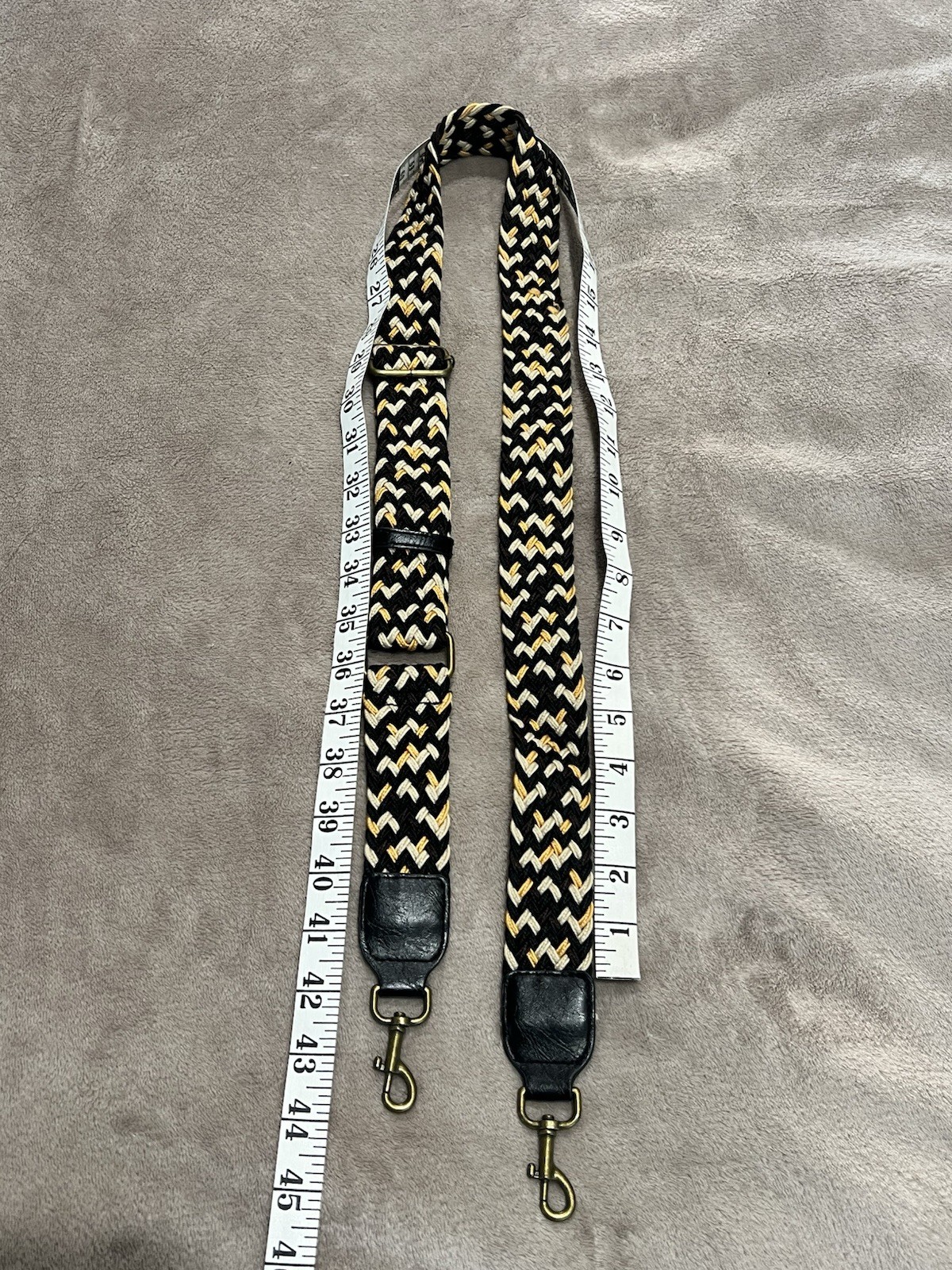 Brown, Black And Yellow Geometric Pattern Crossbody Detachable Strap