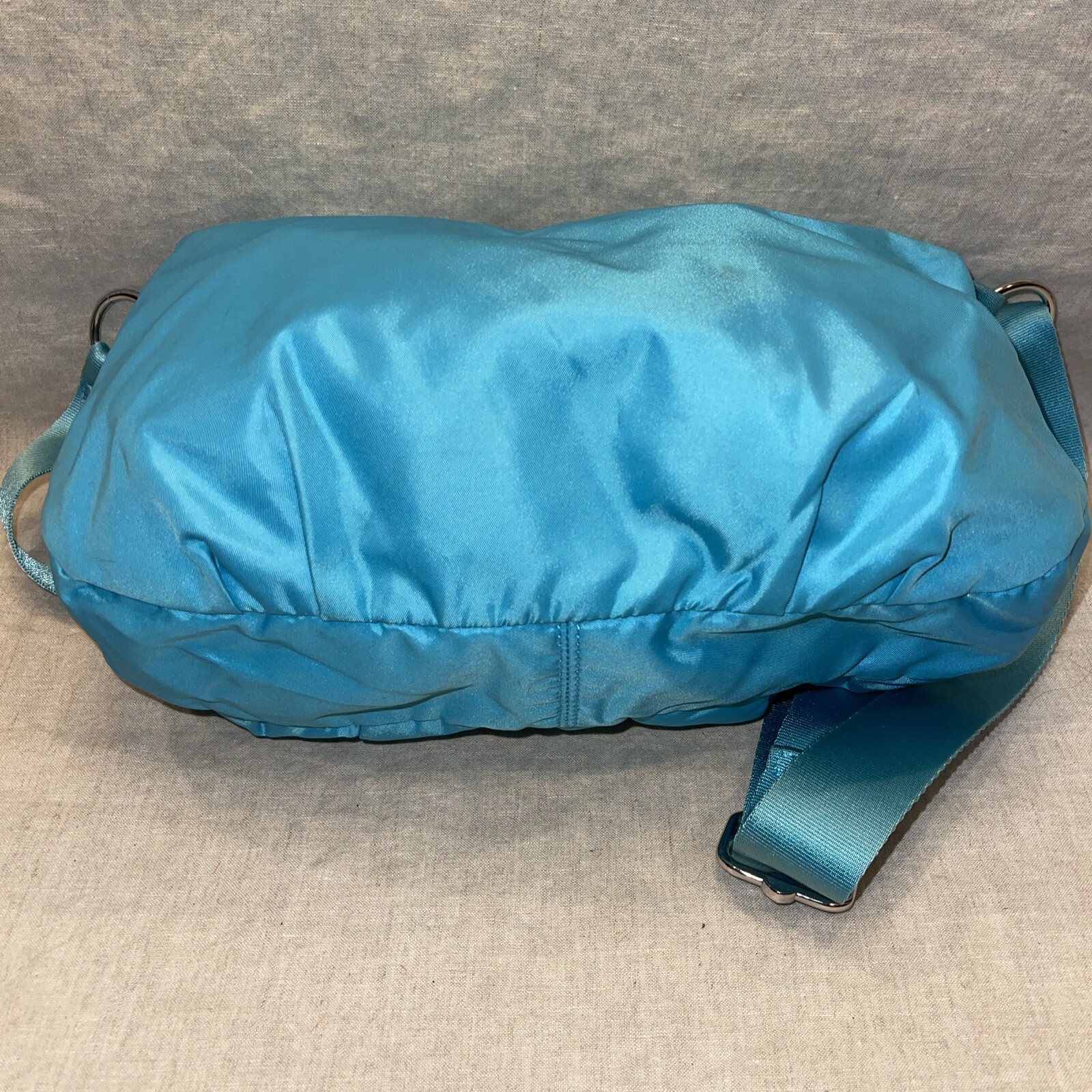 Kipling Nylon Crossbody Bag Purse w/ Monkey Keychain Charm Aqua Blue Medium Size