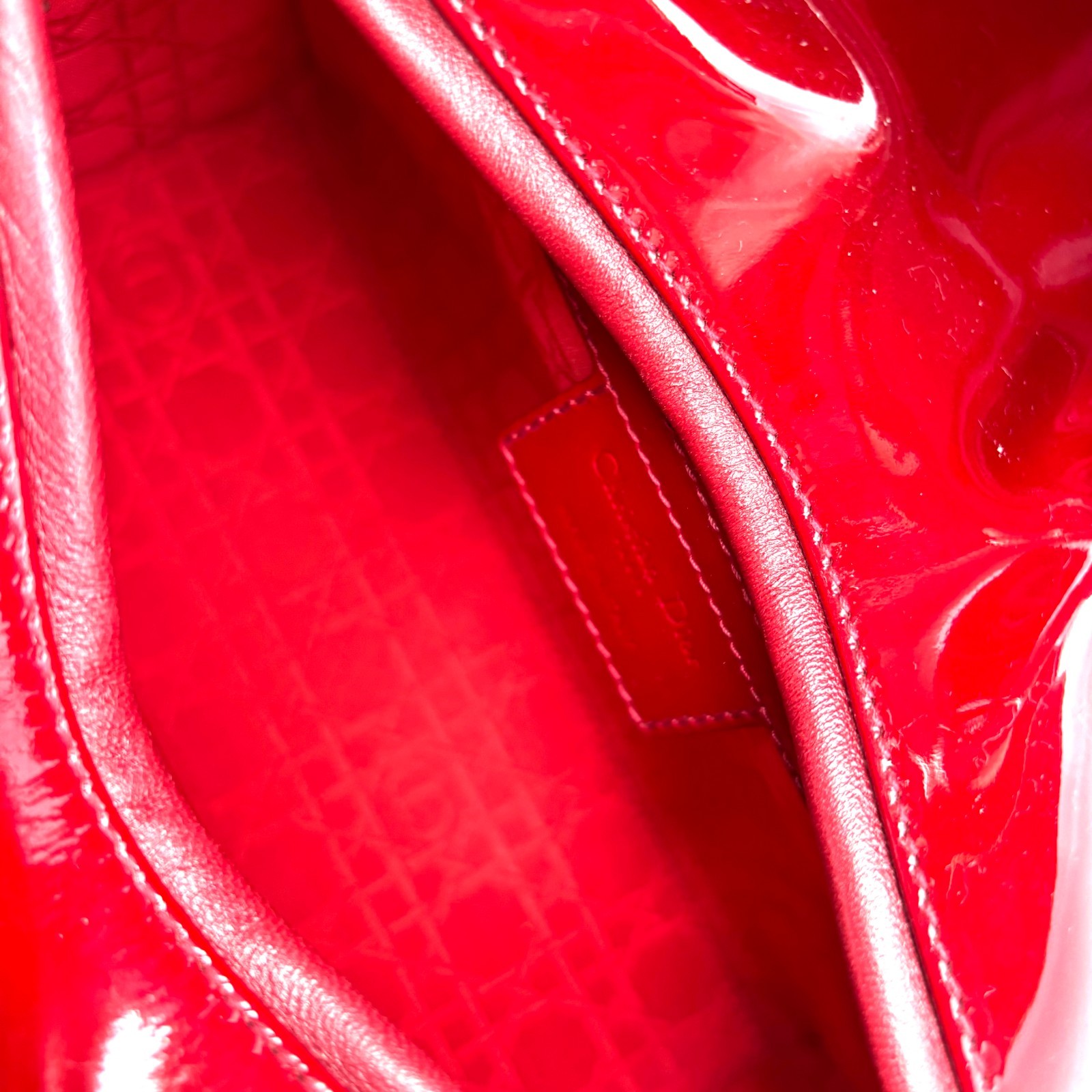 Dior Patent Cannage Medium Lady Dior Red/ j11897