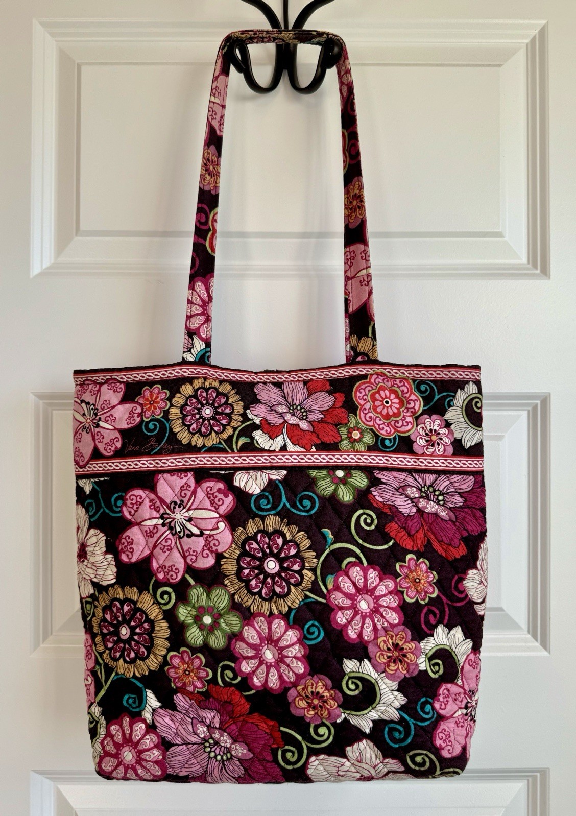 Vera Bradley Purse Super Tote Shoulder Bag Mod Floral Pink Quilted Cotton