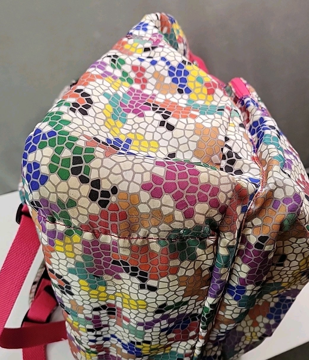 Kipling Seoul Large Laptop Backpack In Colorful Mosaic Print Muli Pockets Padded