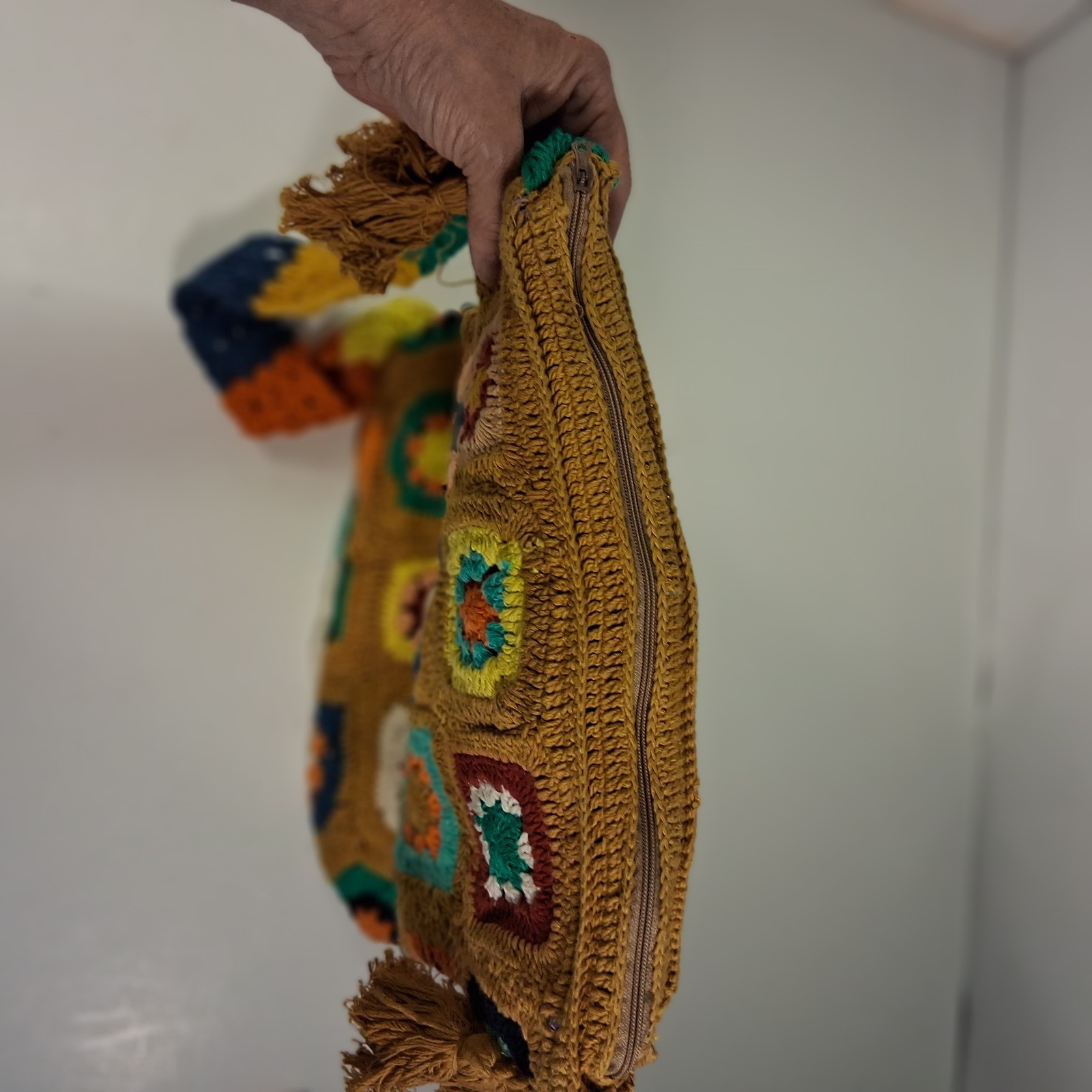 EARTHBOUND TRADING Co. Granny Square Crocheted Crossover Boho Hippie Purse Bag