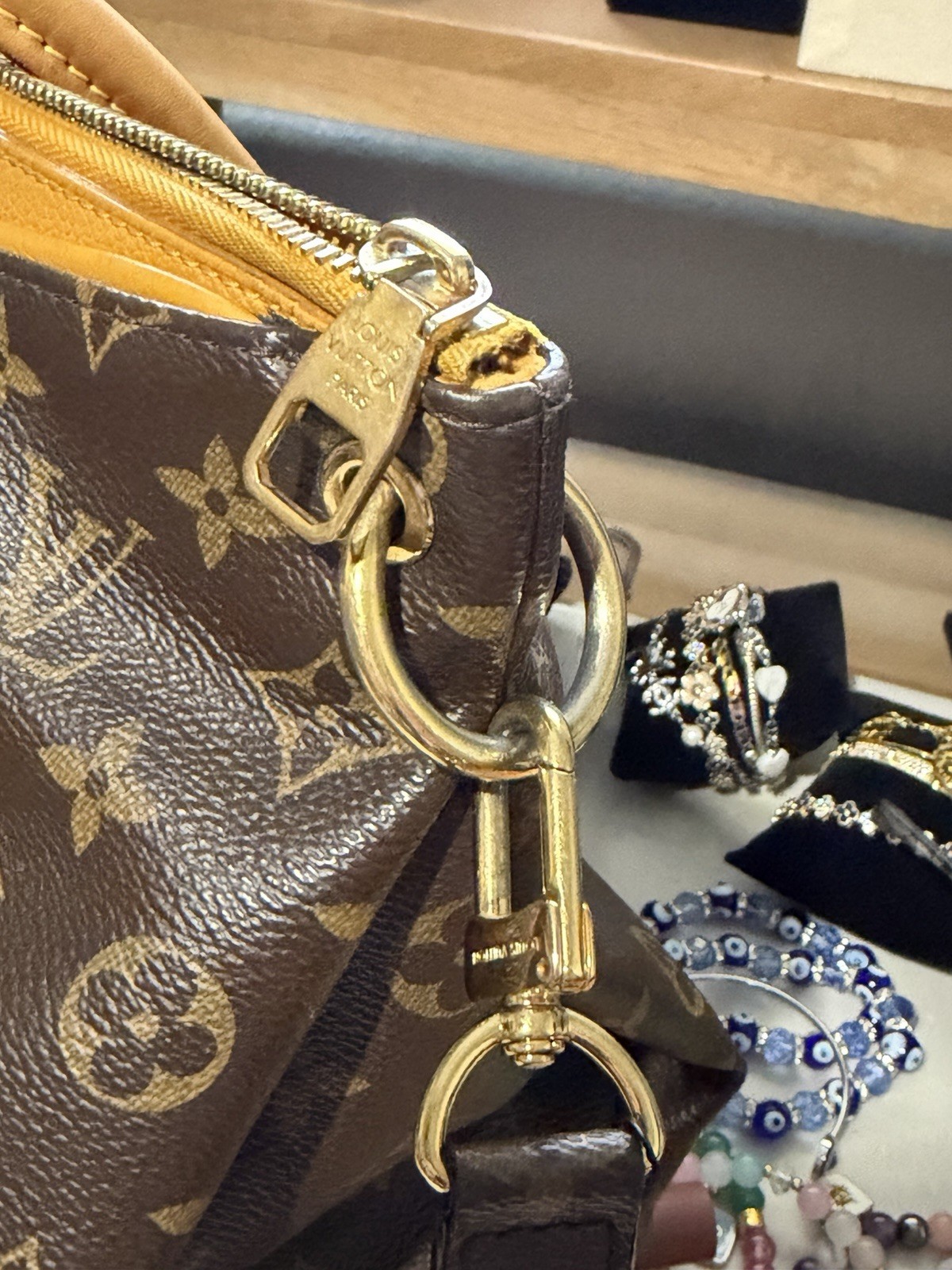 Louis Vuitton Brown Monogram Satchel Top Handle Bag Zip Closure Double Handles