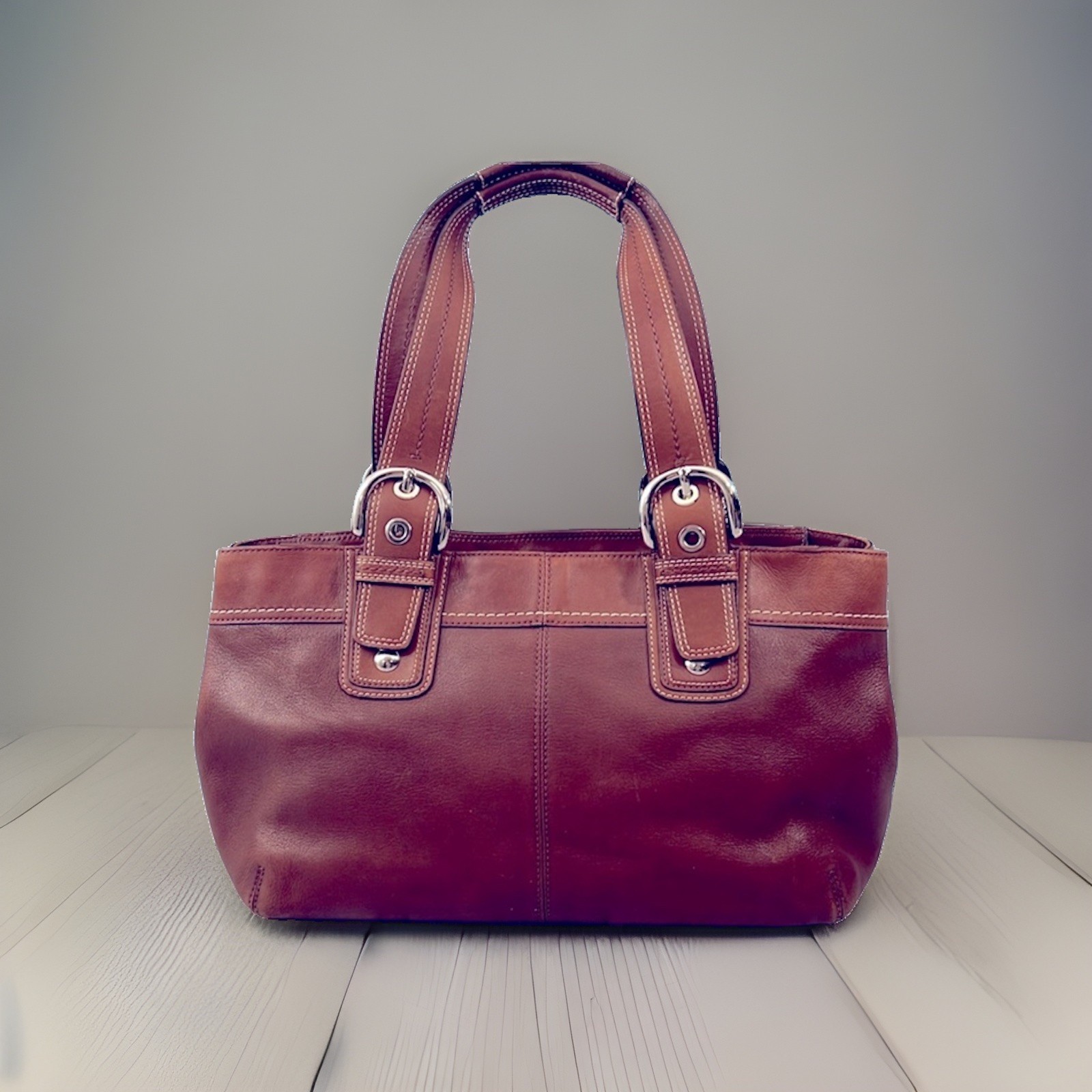 COACH SATCHEL BUCKLE BROWN CHOCOLATE LEATHER G06573-F13732