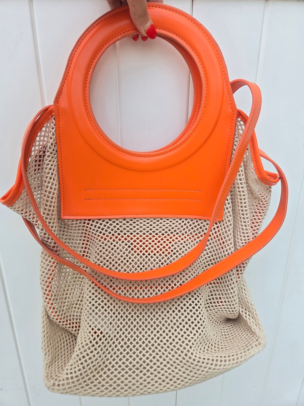 Women’s Zingara Orange & Beige Mesh Tote Bag One Size