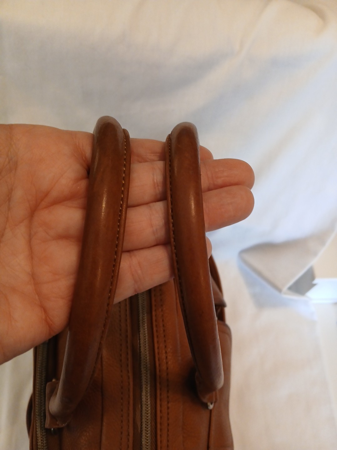 Fossil Brown Leather Cargo Saddlebag Double Handles w Extea Strap #75082 Purse