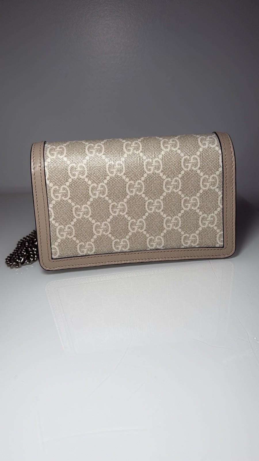 Gucci Dionysus GG Supreme Beige Mini Chain Strap Shoulder Bag