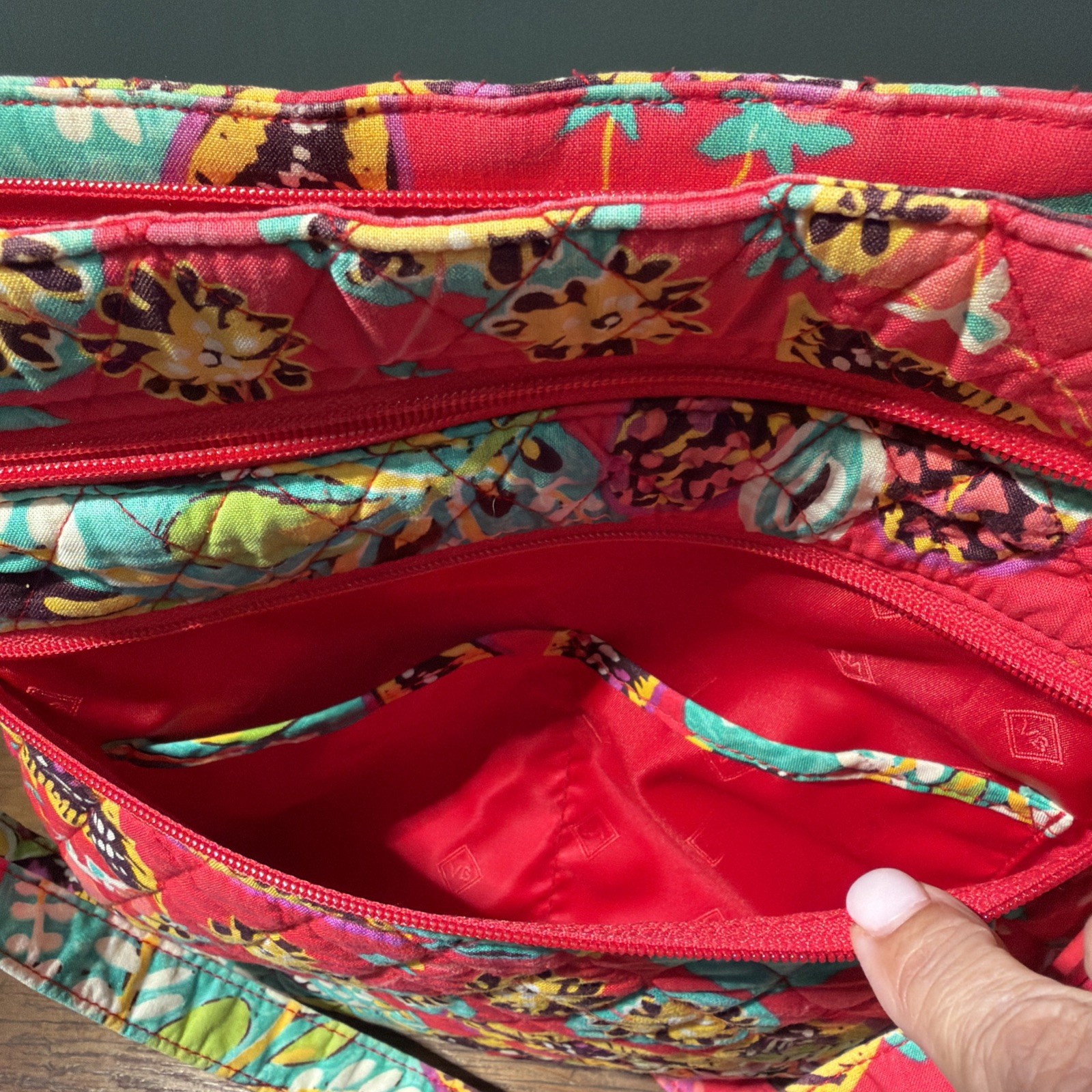 Vera Bradley Triple Zip Hipster Crossbody bag in the Retired Rumba pattern