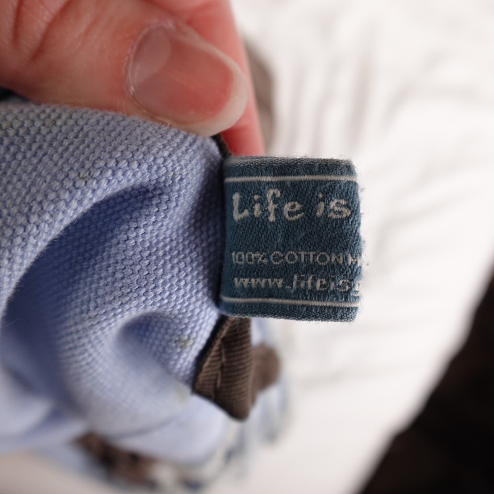Life Is Good Canvas Tote Bag Blue Brown Tennis Beach Athleisure