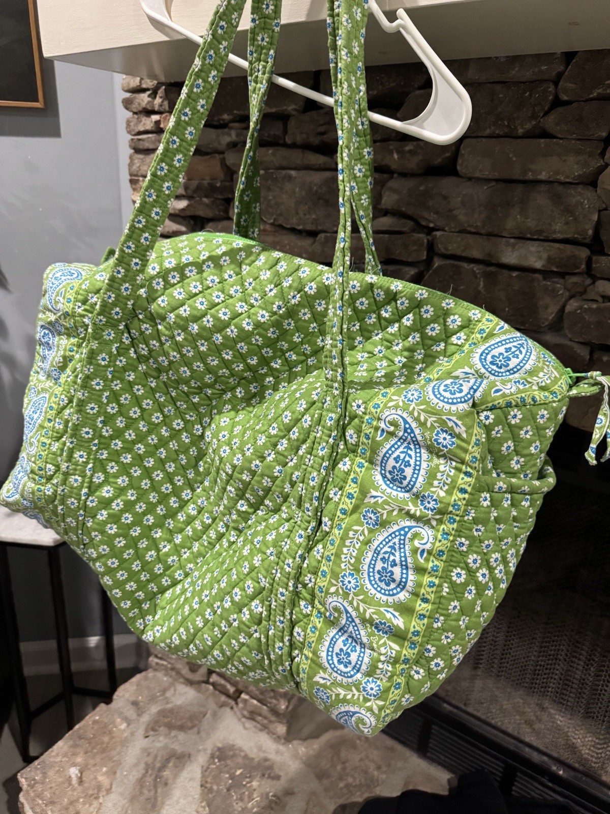 Vera Bradley Green Quilted Paisley Duffle/Tote Bag