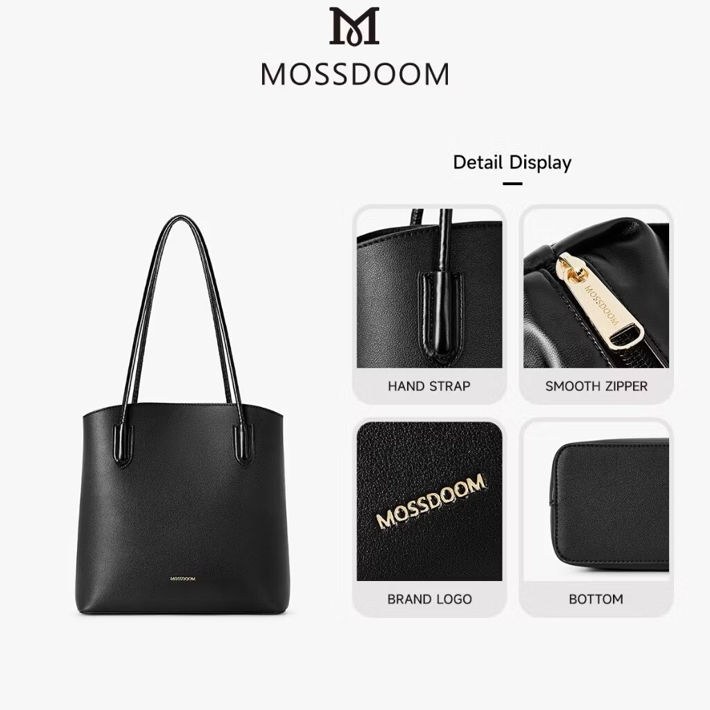 Matte Black Soft PU Leather Shoulder Bag Business Casual Workwear Friendly Purse