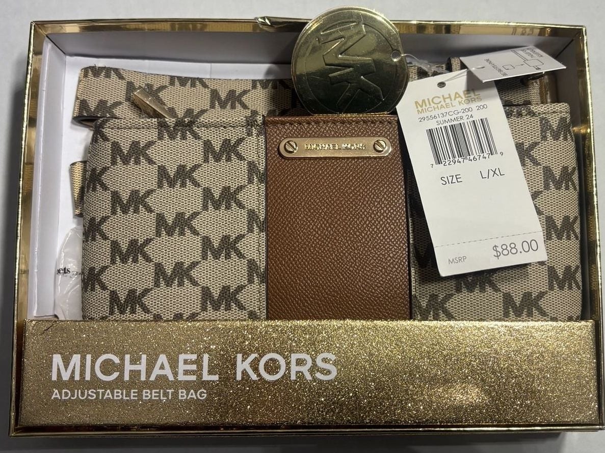 MICHAEL Kors Women’s Adjustable Belt Bag Brown beige MK Logo Bag Size L/XL NWT