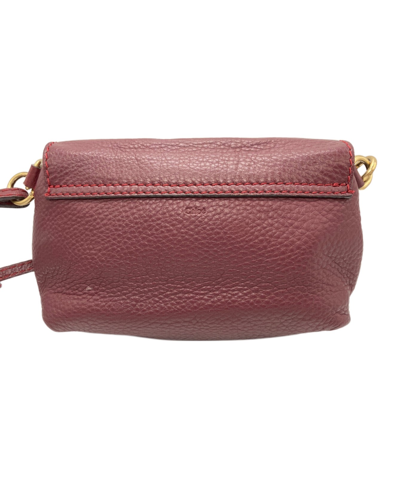 CHLOE Shoulder Bag Marcie Wine Red Leather Crossbody Authentic From Japan