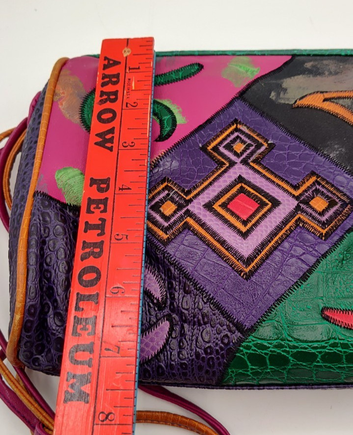 Vtg 80’s Purse NAS Small Crossbody Patchwork Style Bag Colorful Travel