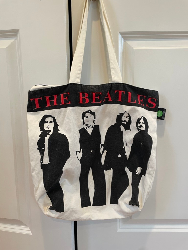 The Beatles * Black / White Tote Bag * Zipper Closure * 15 x 14.5 in