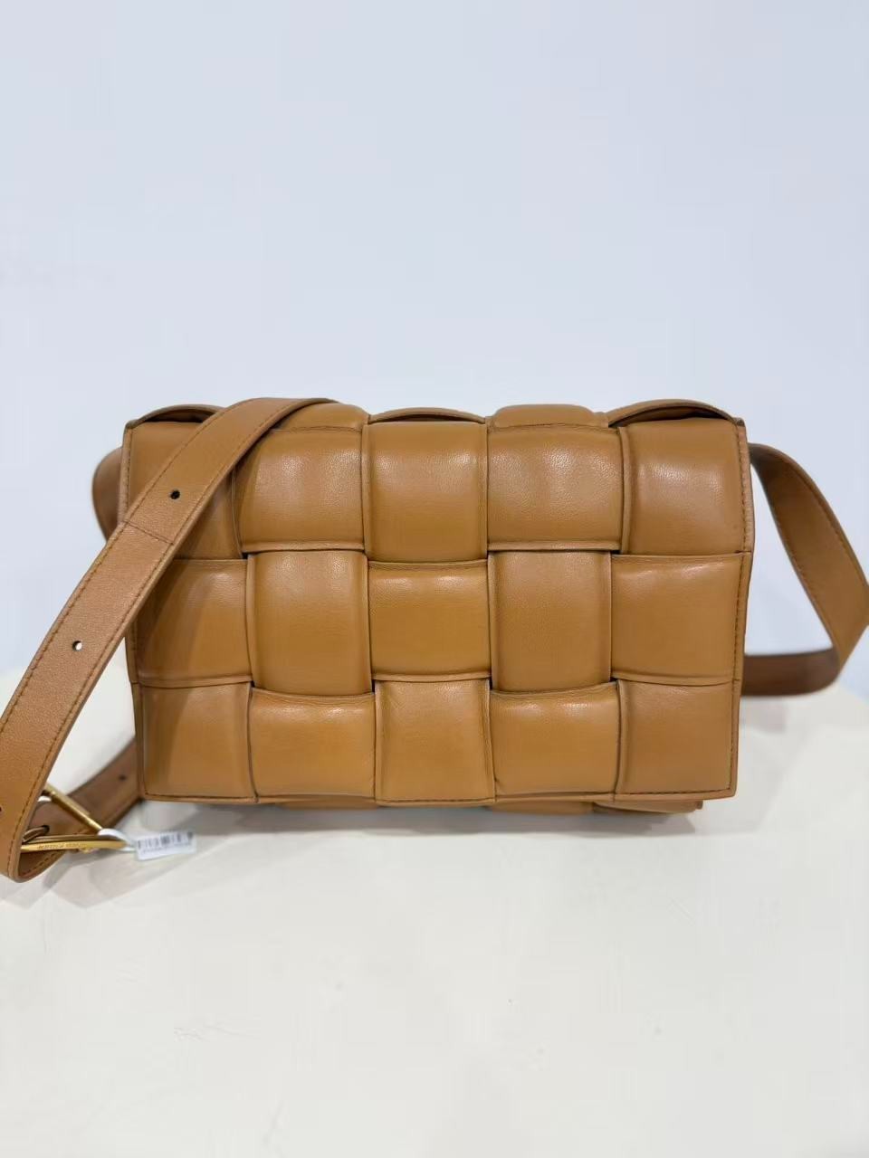 Bottega Veneta Padded Cassette Caramel Intrecciato Nappa Crossbody Bag