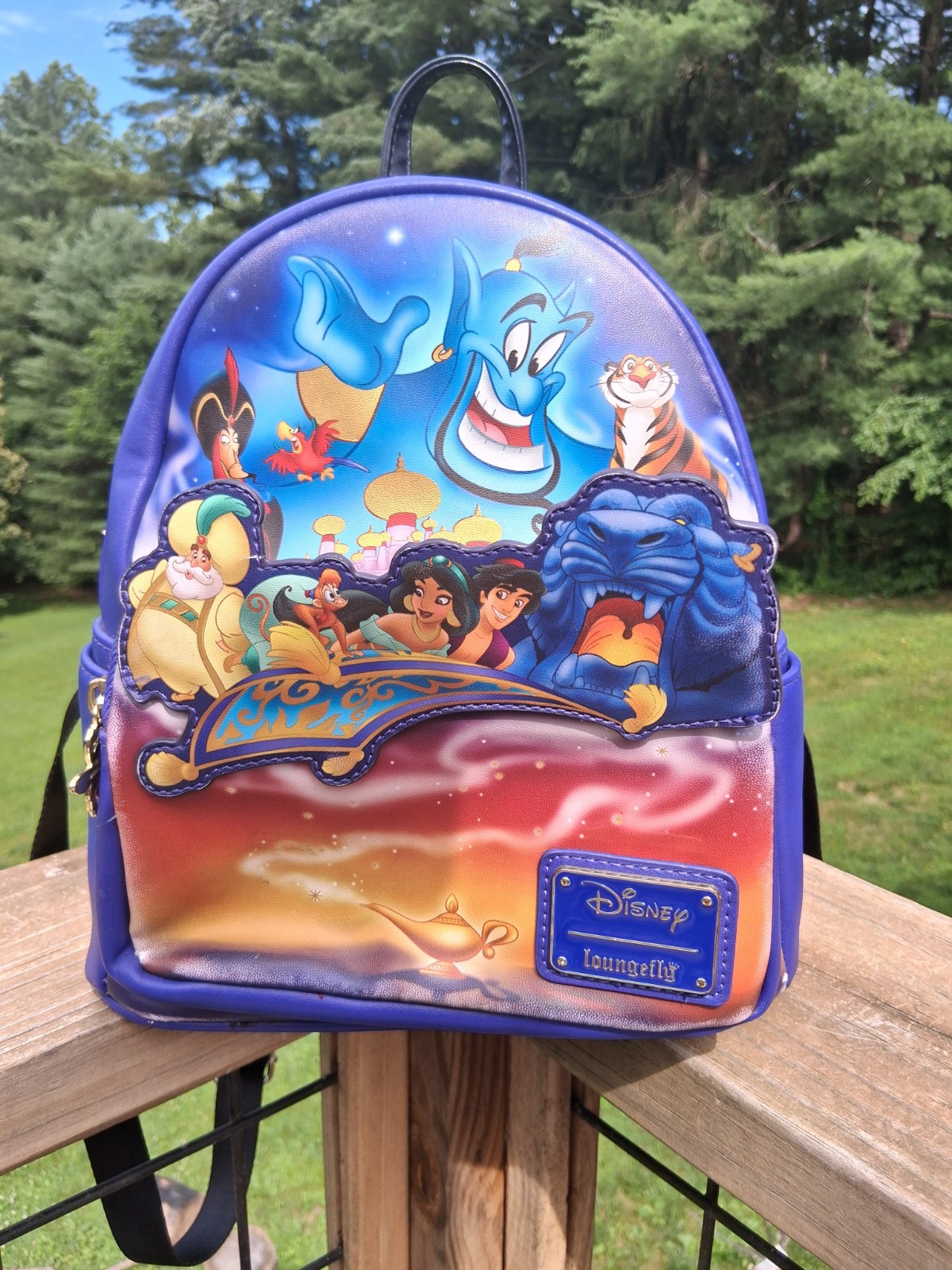 Disney Loungefly Aladdin 30th Anniversary Mini Backpack Blue Gold