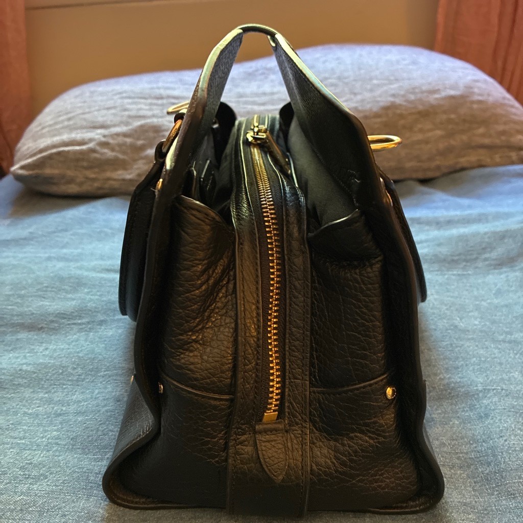 Black Coach Mercer Satchel 30 leather tote bag with gold hardware Style# CD520