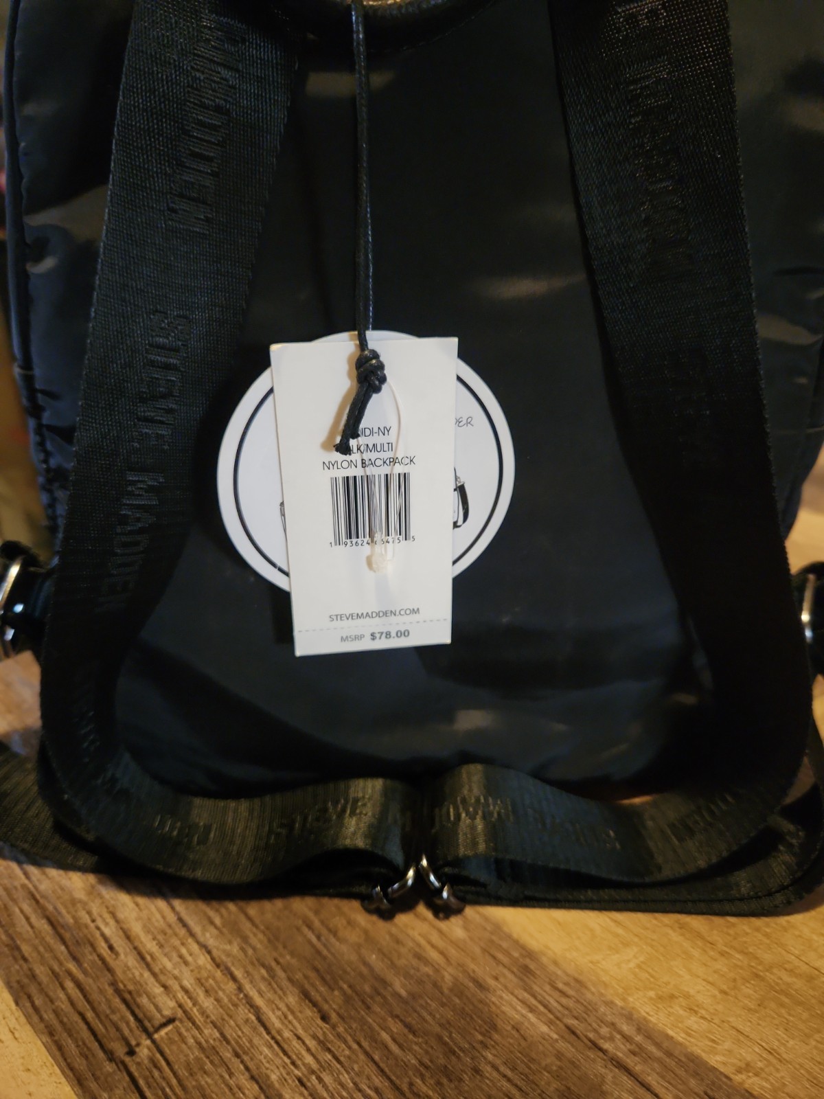 Steve Madden Quilted Mini Backpack Black Lavender Logo Small Travel School Bag