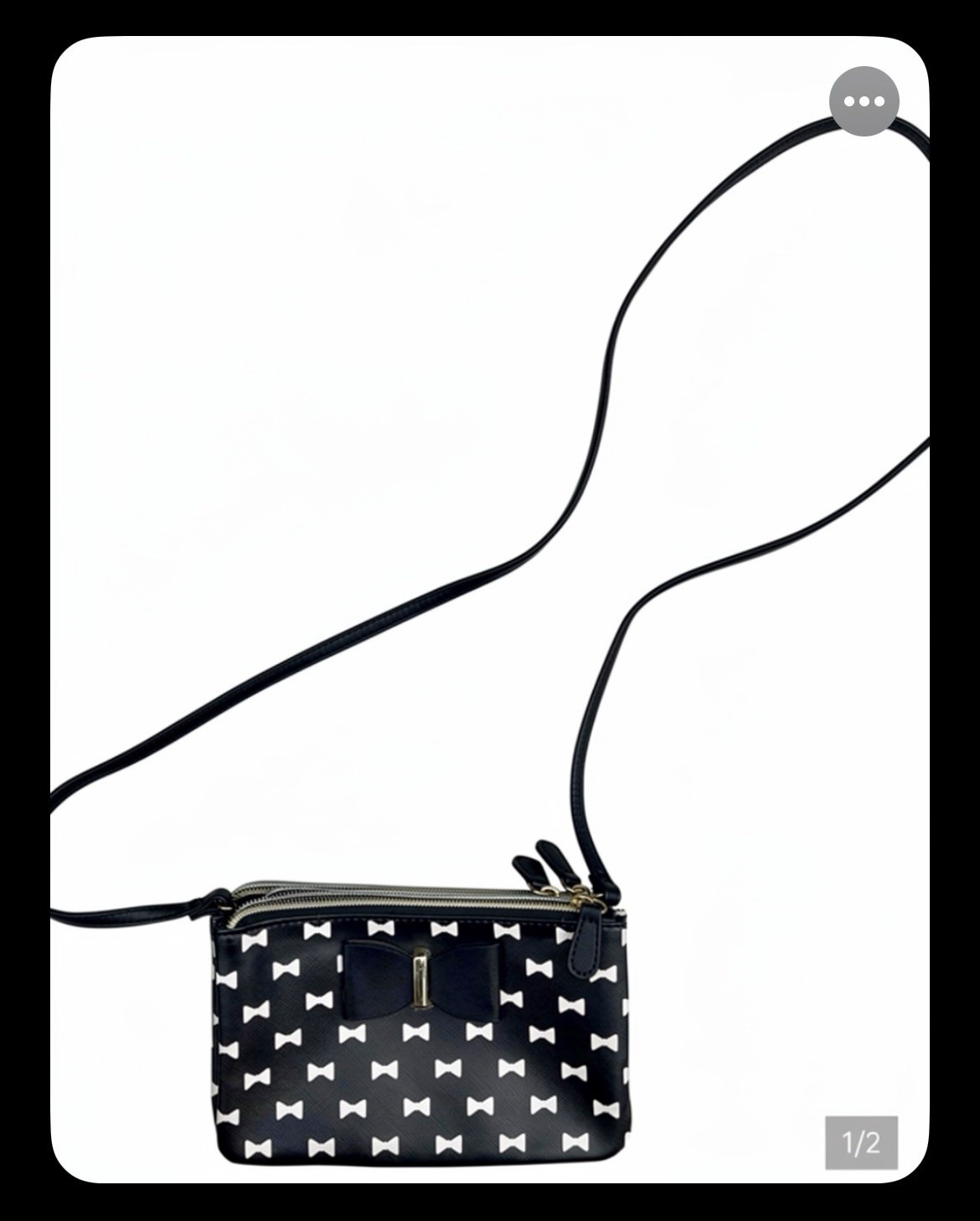 Women’s Black & White Geometric Crossbody Bag Gold Hardware Zip, Multi Zips