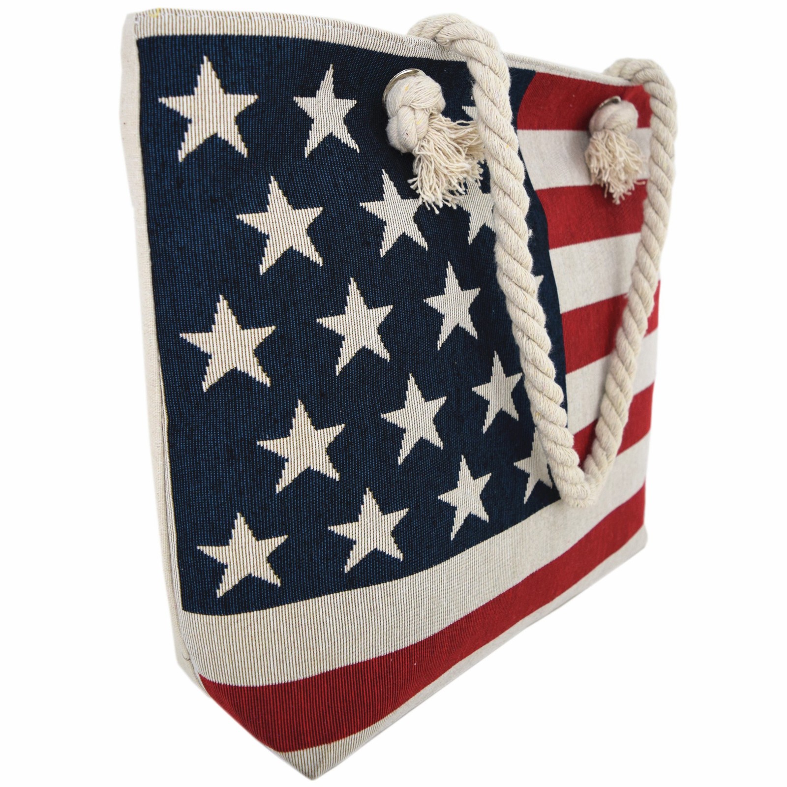 WESTERN ORIGIN American Flag Embroidered Tote Bag Stars Large, Red White Blue