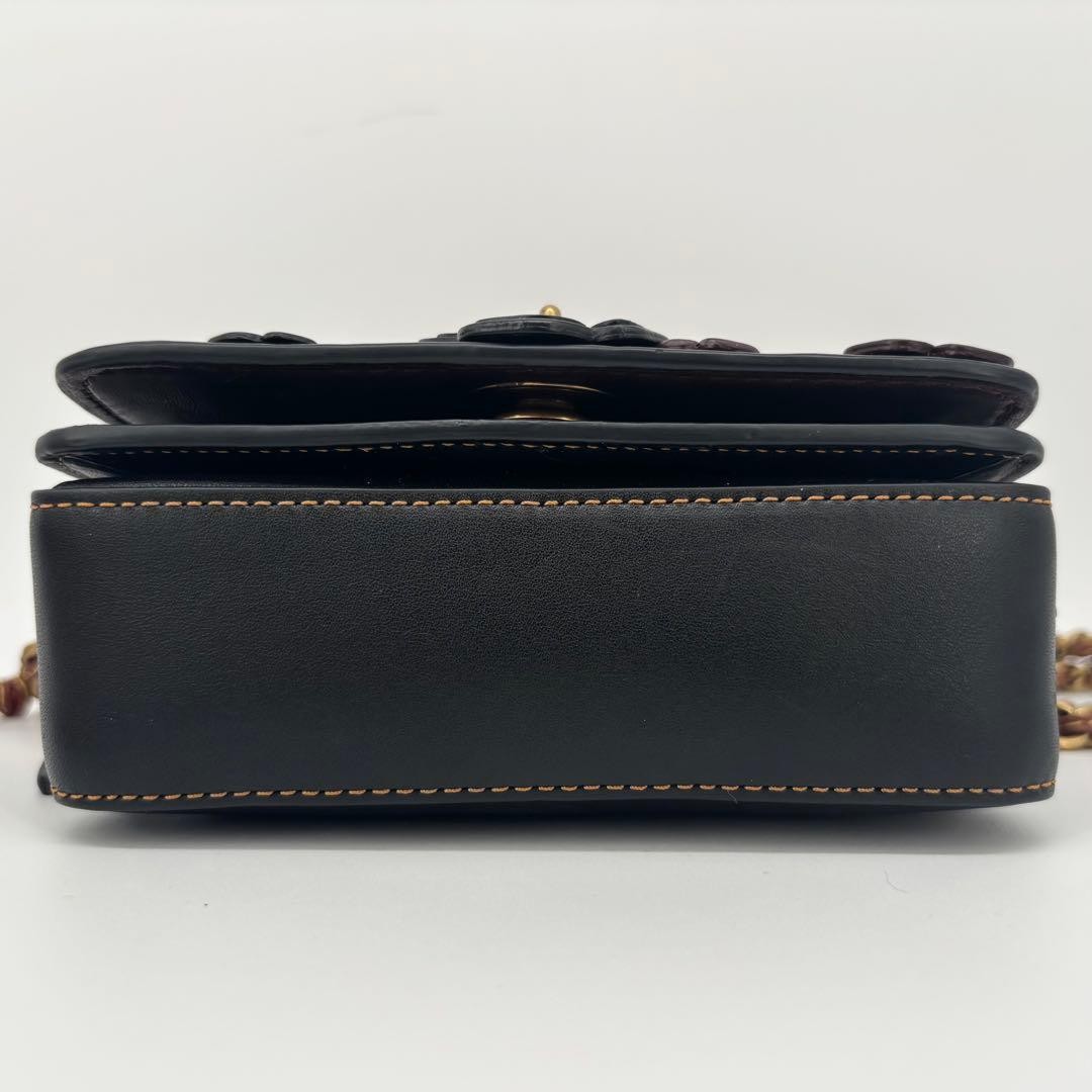 COACH Dinky Chain Shoulder Bag Leather Black Authentic Women’s Crossbody