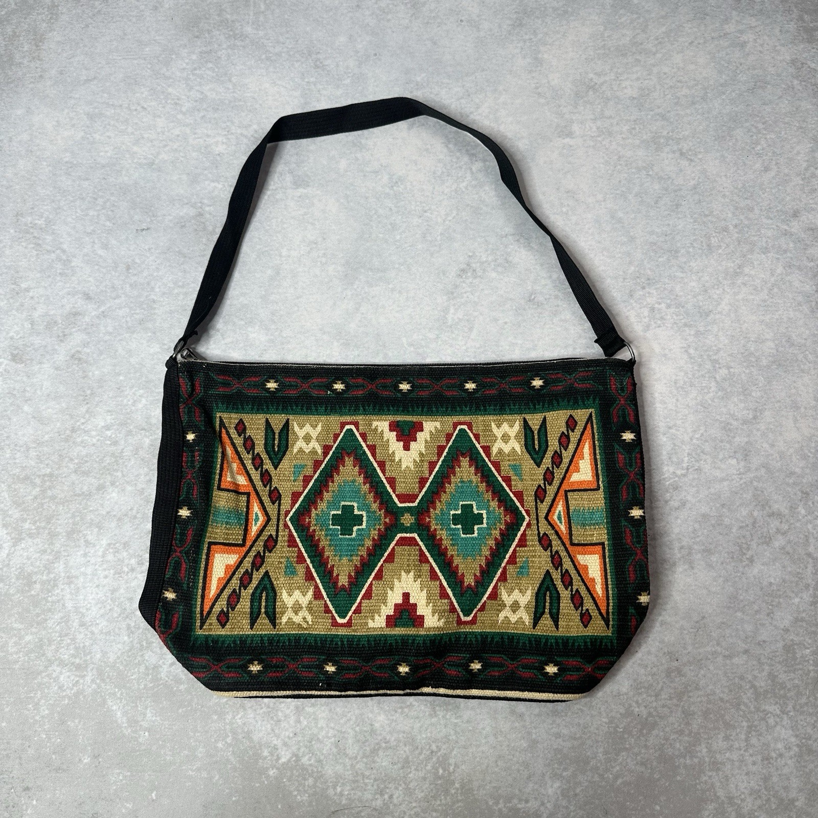 El Paso Saddle Blanket Co Native Southwestern Aztec Canvas Tote Shoulder Bag