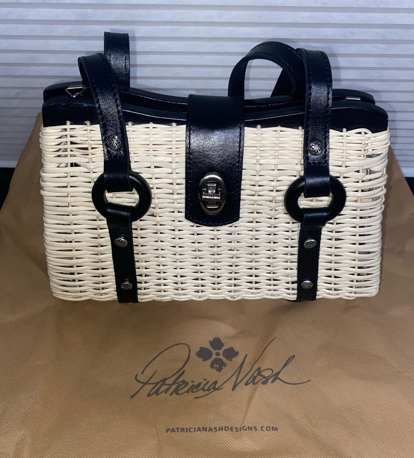 Patricia Nash Marcianise SPRING WICKER Leather Purse basket bag satchel