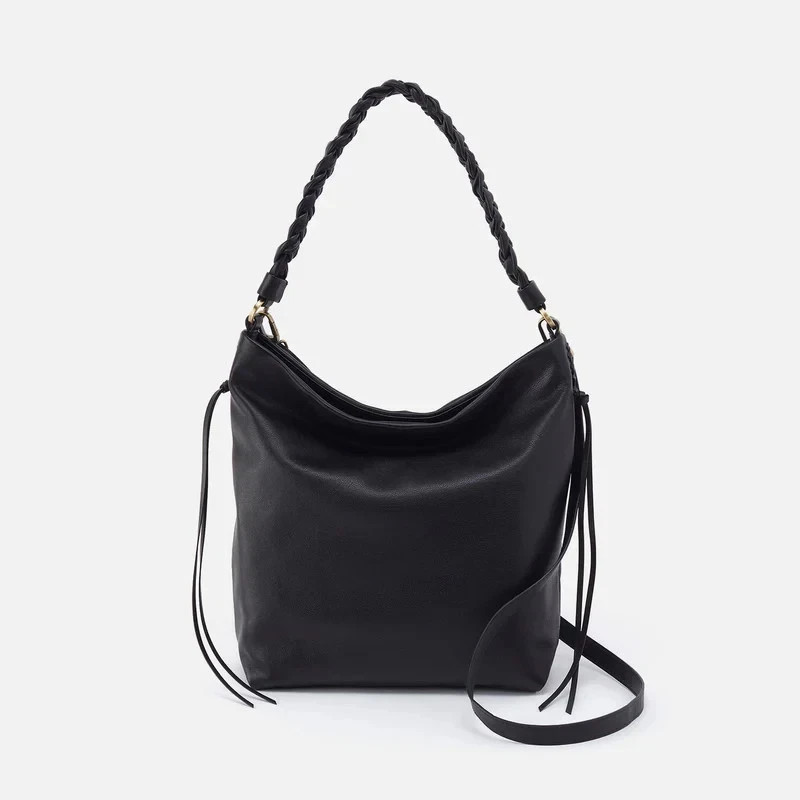 NWT $348 HOBO Lindley Hobo smooth soft Leather Black C/B Shoulder Bag