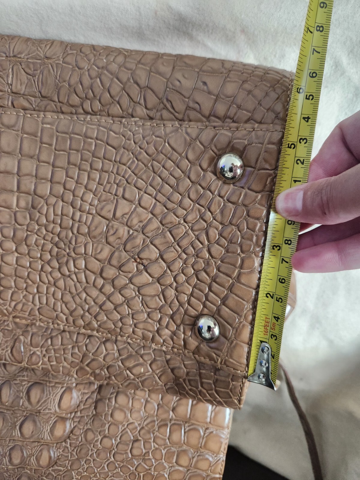 Jimmy Choo Rosabel Large Handbag Day Stainpea Mock Crock Nude Pre-owned Read!!!