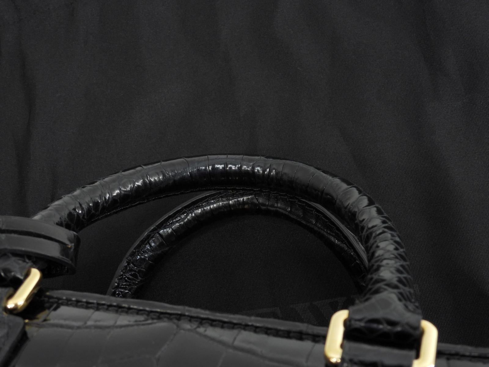 Loewe Amazona 28 Croco Black Handbag Gold Hardware 11.4*6.6*5.3 inch