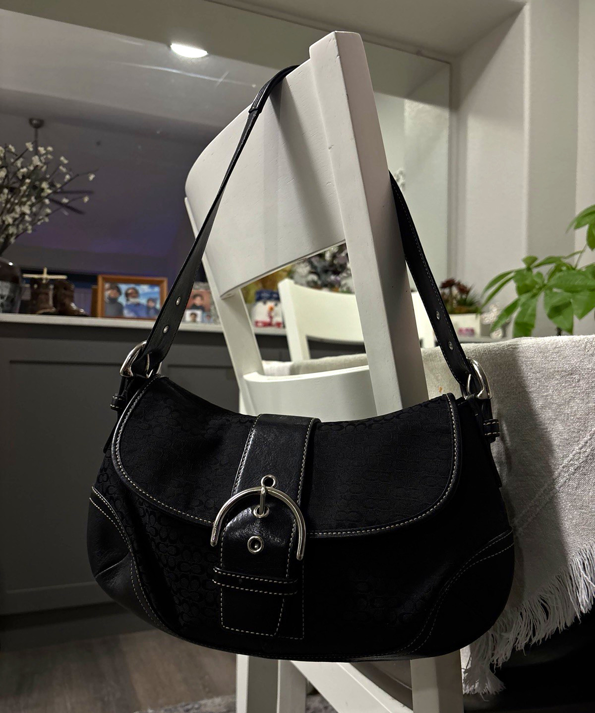 Vintage Coach Soho Black Signature C Jacquard Shoulder Bag N5D-6805