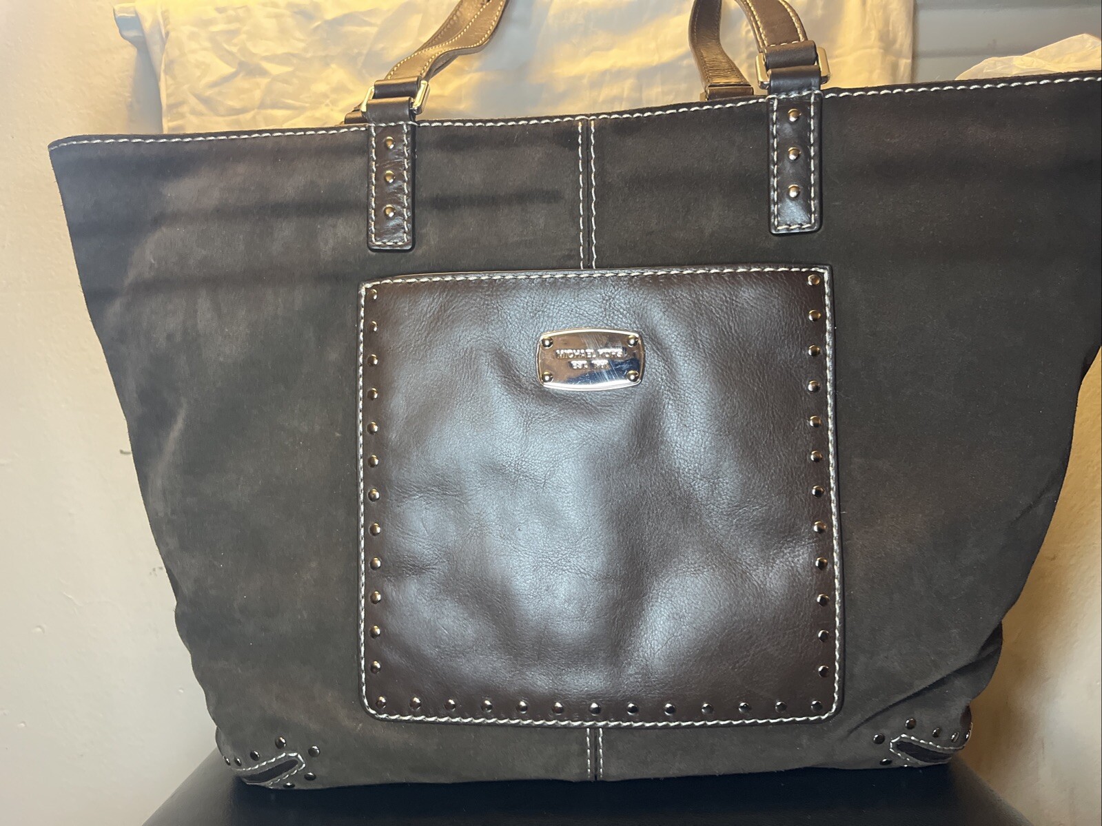 Michael Kors Coffee Brown Suede Leather Tote Bag