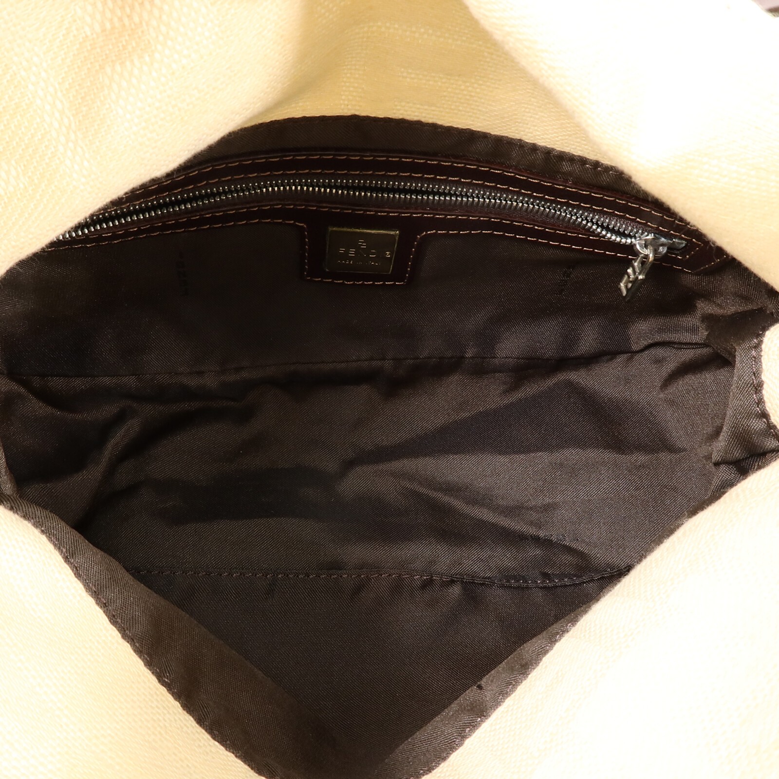 FENDI SHW Zucca Double Flap Mamma Shoulder Bag 2321 Canvas/Calfskin Beige