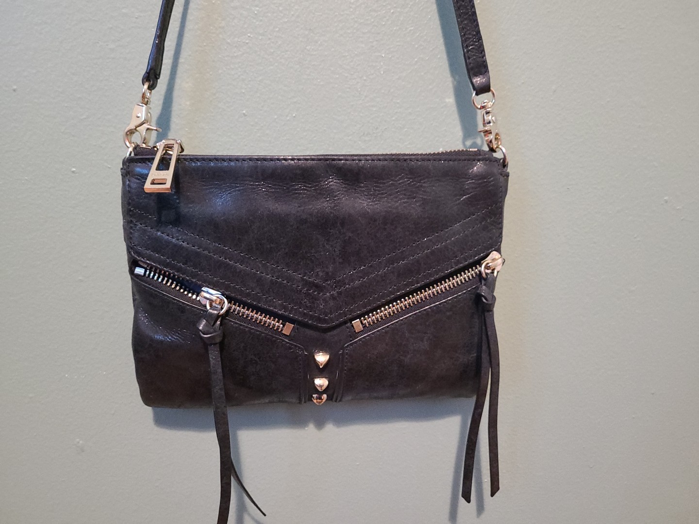BOTKIER Soft Black Leather TRIGGER Stud Satchel Shoulder Bag