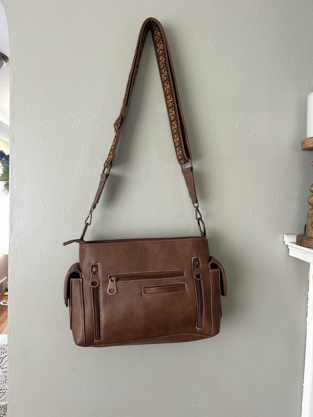 Nocona Ivy Copper Concho Concealed Carry Satchel Tan Western Crossbody Bag