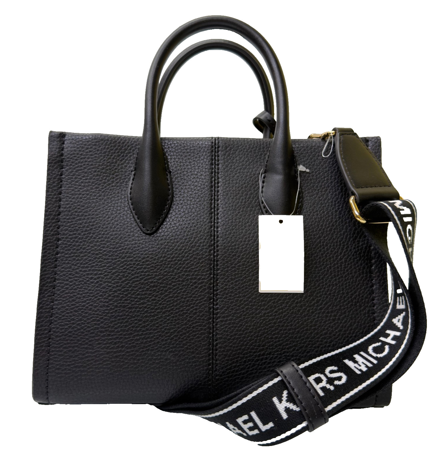 Michael Kors Mirella SM Shopper Zip Tote Crossbody Bag Black Leather